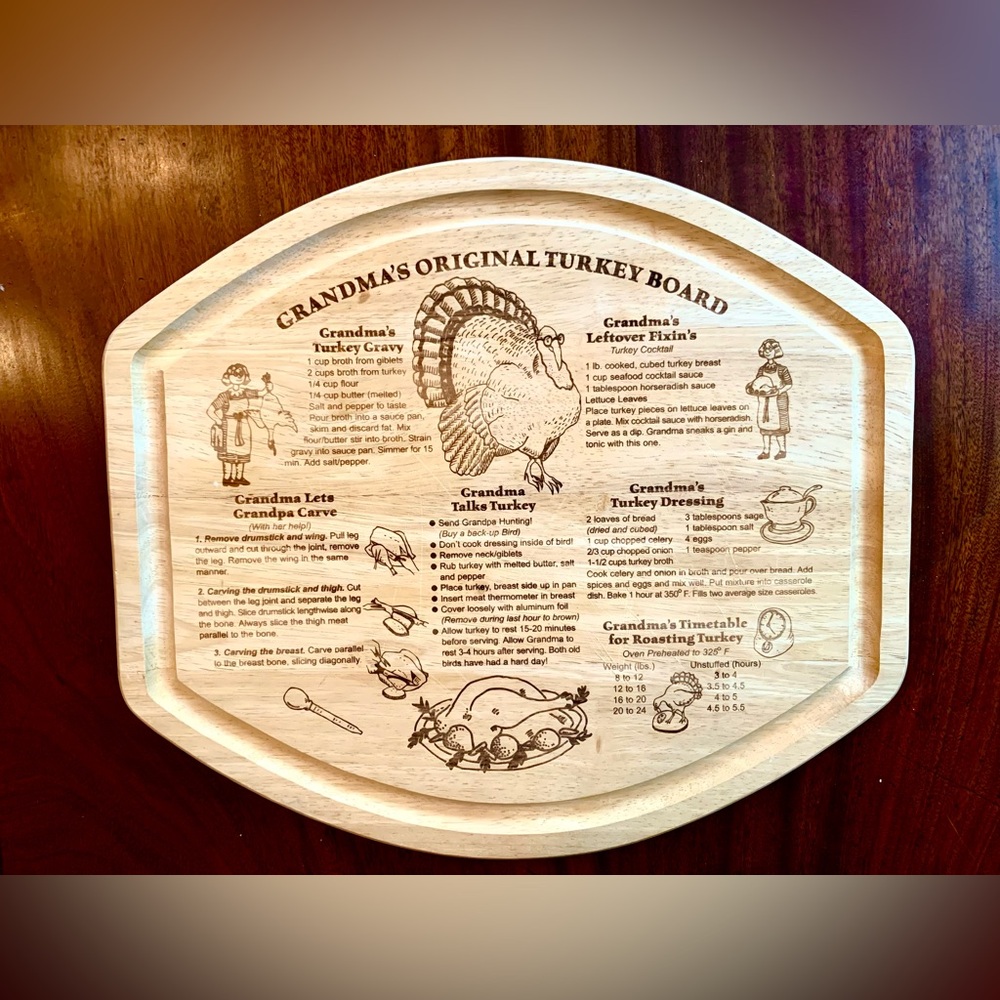 Grandmas Turkey board, Thanksgiving Table Setting Decor, preowned good condition